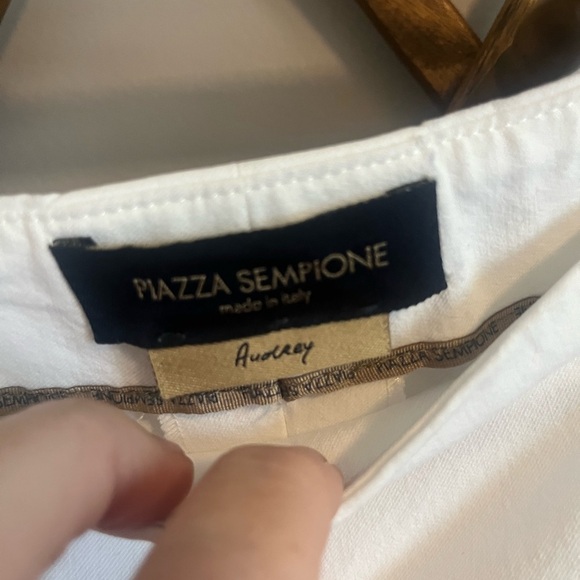 Piazza Sempione Audrey Straight-Leg Cropped Pants white flat front EU 48/14 - Picture 3 of 5